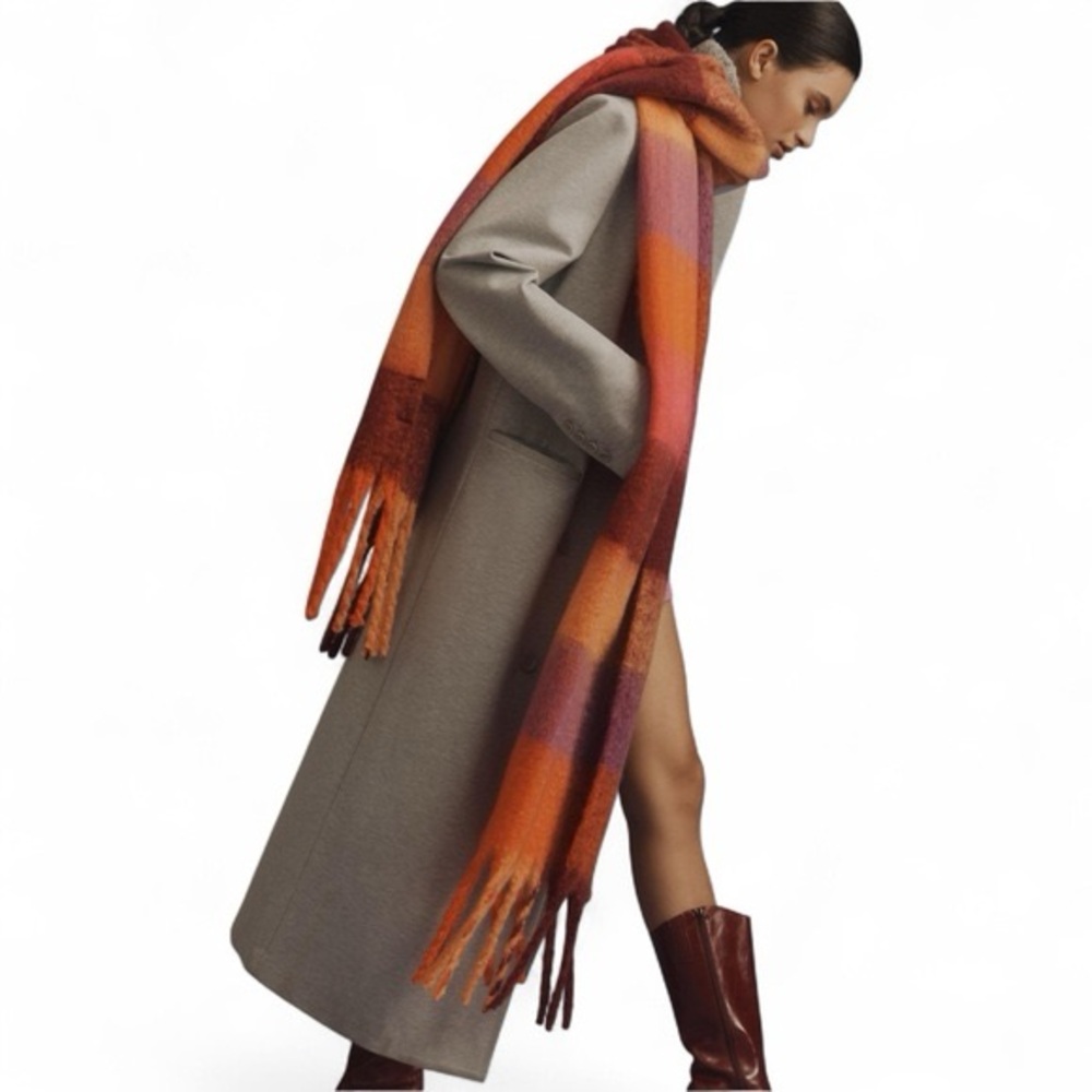 By Anthropologie oversized plaid blanket scarf  Acne Studios pink orange purple